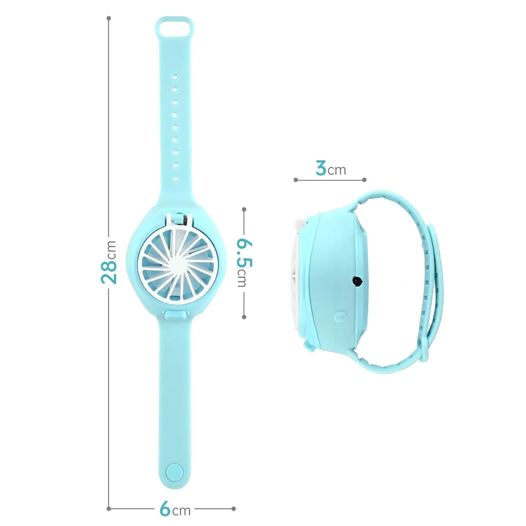 Portable Watch Fan USB Mini Personal Air Cooling Fan Student Wrist Fan Blue