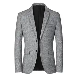 Men Blazer Solid Color Single Breasted Autumn Winter Two Buttons Pockets Suit Coat for Wedding ensembles de blazer costume homme