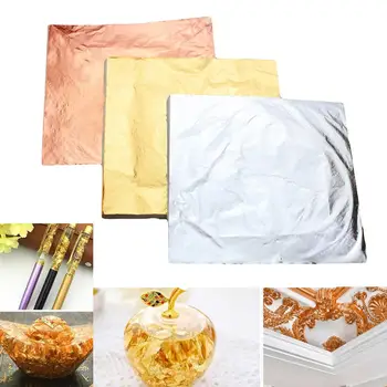 

100pcs 14x14cm Decoration Furniture Gold Foil Silber Kupfer Vergolden Blattgold 35P