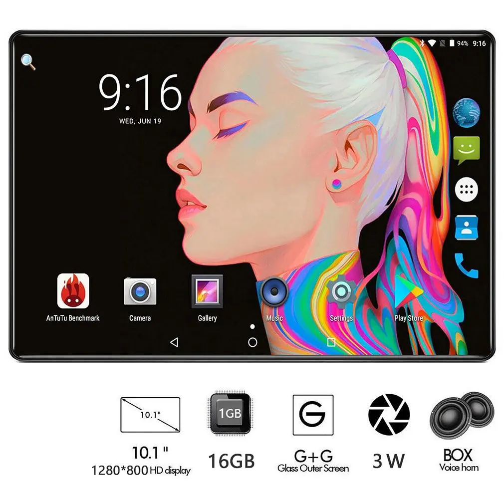 Смарт планшет S2 с 10 дюймовым дисплеем четырёхъядерным процессором 3G Wi Fi Android 1 6
