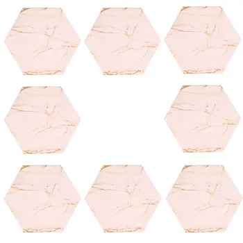 

8Pcs Coasters Practical Absorbent Hexagonal Ceramic Table Mat Porcelain Coaster Tabletop Placemat for Hotel Cafe Home