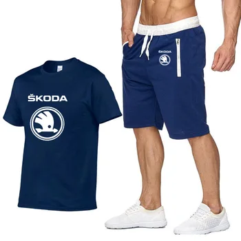 

Mens Short sleeve for Skoda Car Logo Summer Mens t Shirt Hip Hop Harajuku high quality Cotton T Shirts pants suit Sportswear X