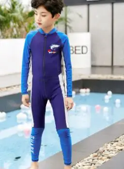 Children Wetsuit Girl Patchwork Long Sleeve Sunshade UV Protection One Piece Swimsuit Diving Suit Bathing Suit Kids Swimwear - Цвет: 1