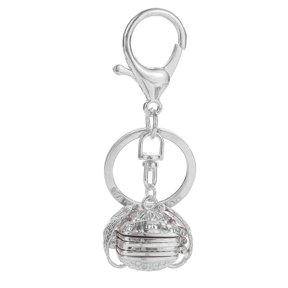 

Vintage Silver Keychain Photo Pendant Square Multilayer Phase Box Pendant DIY Angel Wing Memory Box Bag Car Pendant Jewelry