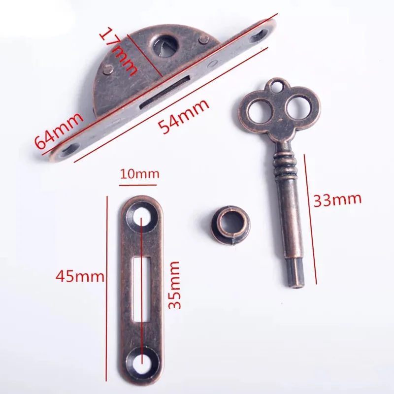 1pc Vintage Lock Cabinet Door Lock Set with Key for Drawer Wardrobe Furniture Semicircular Style Drawer Lock Replacement