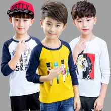 5-7 Год Возраст 8-; Футболка для мальчика с длинными-Футболка с рукавами стиль Big BOY 9 детская футболка 12 для подростков от 15 осенняя одежда модные топы