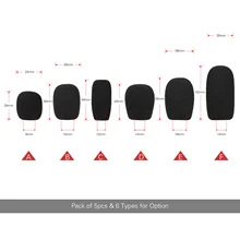 Mini-pare-brise de Microphone, 5 pièces, housse en mousse pour casque de Lavalier, couleurs noires