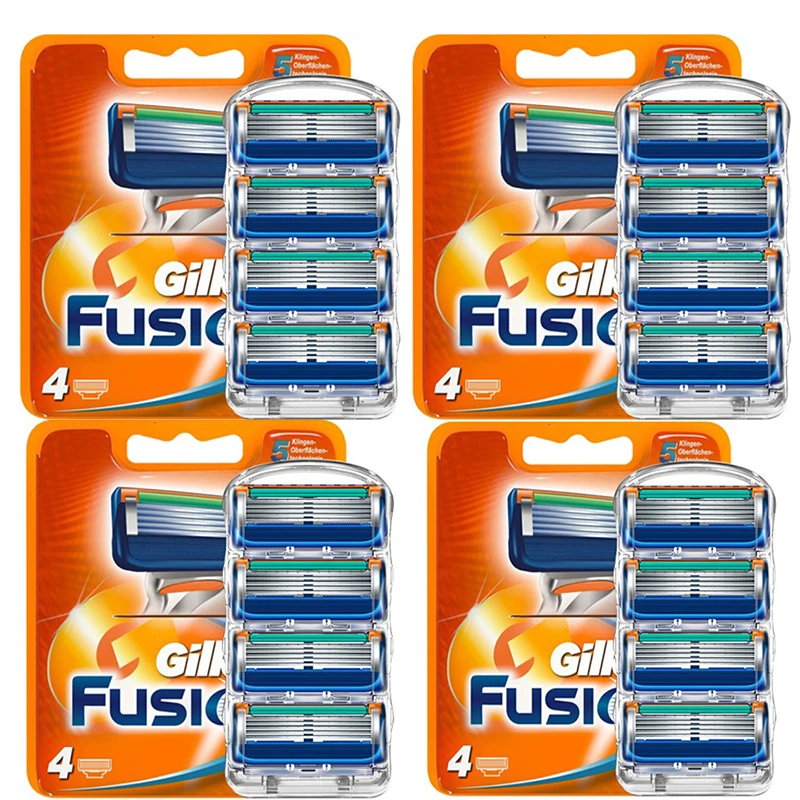 

16Pcs/Lot Shaving Cassettes For Gillette Fusion Replacement Heads 5 Layers Stainless Steel Razor Blades Straight Razor For Men