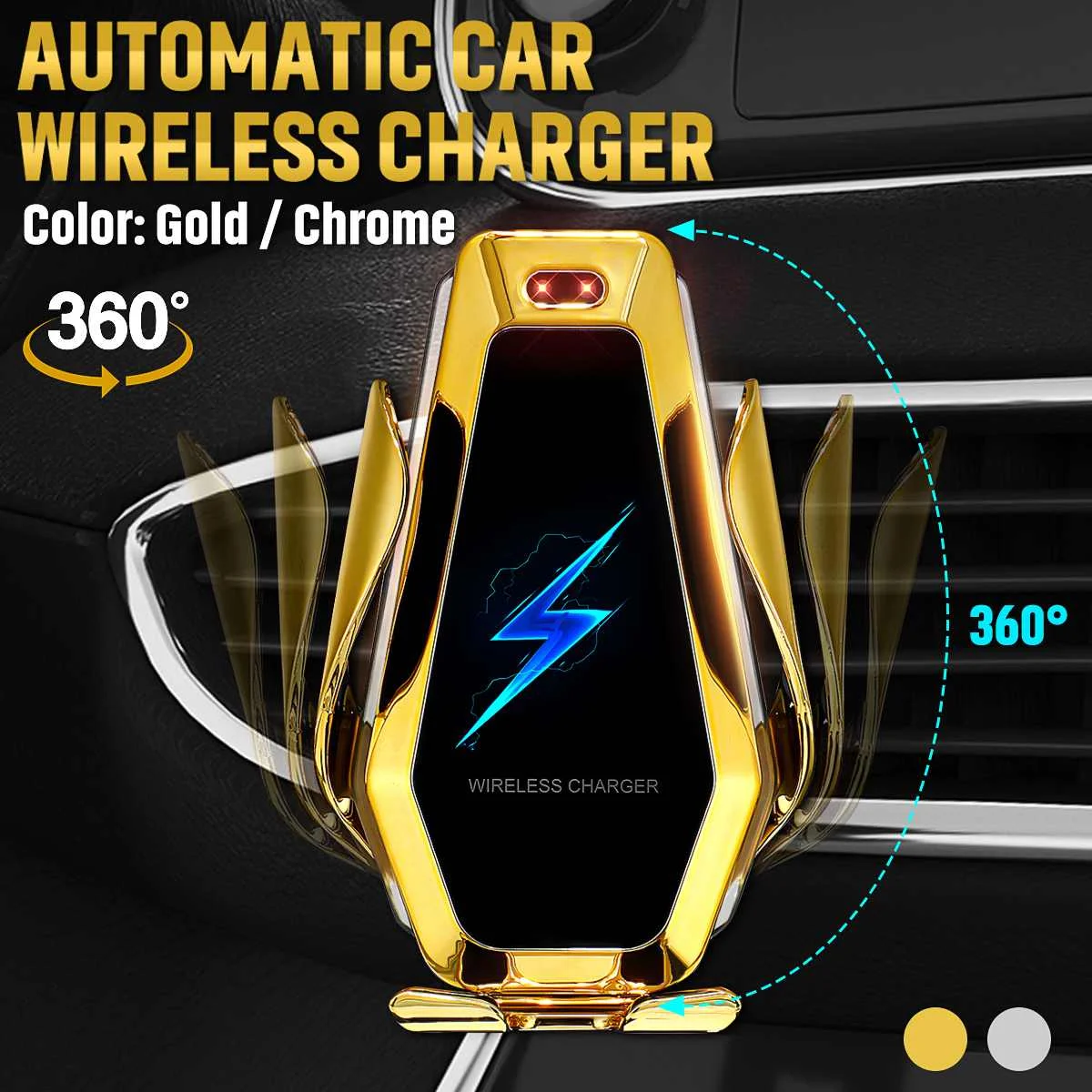 10W Wireless Car Charger Automatic Clamping Auto Fast Charging Phone Holder Mount for iPhone xr 11 XS 8 Huawei Samsung S10 S9