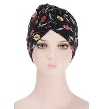 

Printed Indian Hats Women Pretty Muslim Turban Hats Polyester Comfortable Baotou Cap Western Style Pullover Hats Stylish
