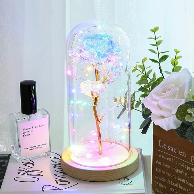 

Gold-Foil Roses Light Included Glass Cover Decorations and Ornaments Artificial Flower Decorative Light Lights for Room
