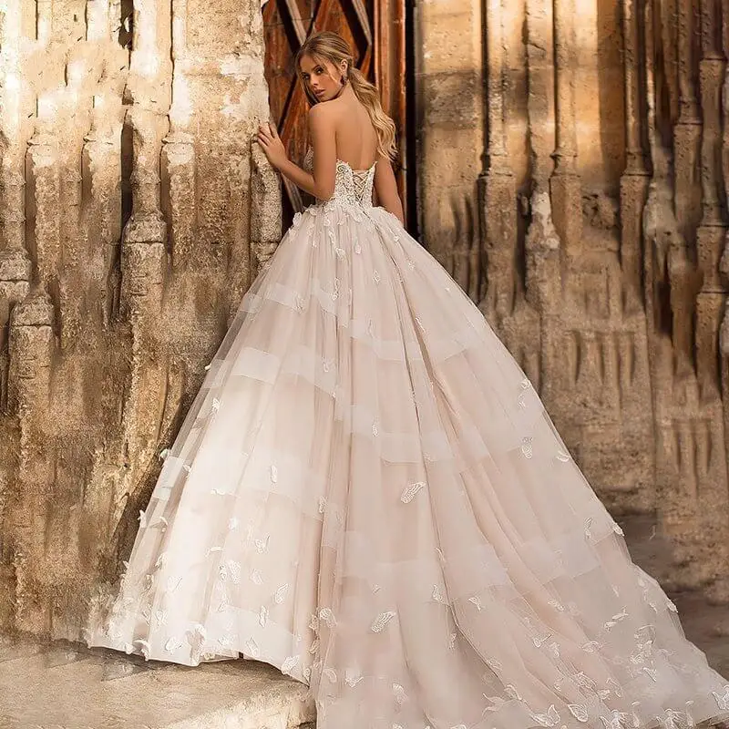 Romantic 3D butterfly Wedding Dress 2019 Swanskirt Appliques A-Line Princess Lace Up Bride Gown vestido de noiva N1