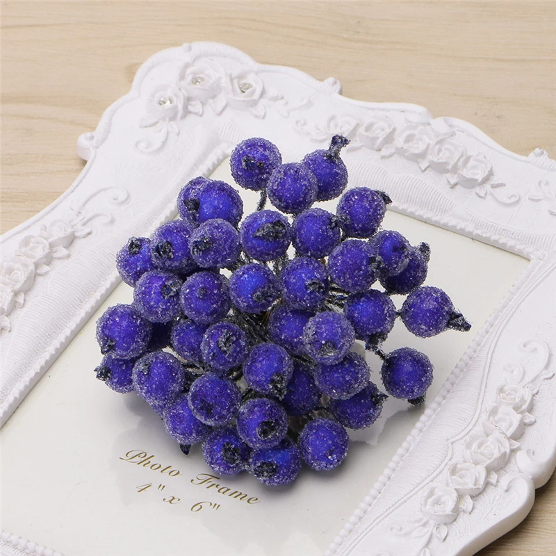 40 Pcs Decorative Mini Christmas Frosted Fruit Berry Holly Artificial Flower PXPC - Цвет: Dark Blue