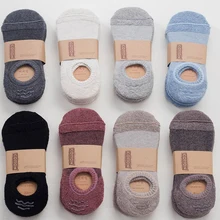 Японские однотонные короткие носки женские толстые хлопковые невисящие носки-лодочки женские теплые носки силиконовые Нескользящие осенне-зимние Calcetines meias