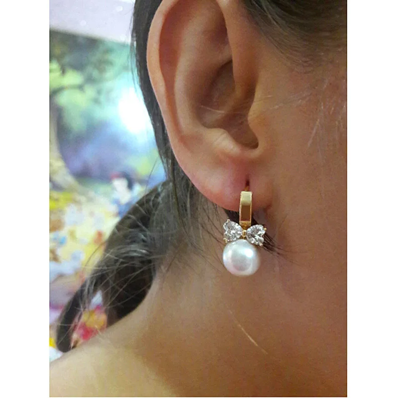 Freshwater Pearls Earrings Women Crystal Gift Hand Made Pearl Earings African Gold Hoops Bijoux Perle Brincs Ouro Kolczyki E0310