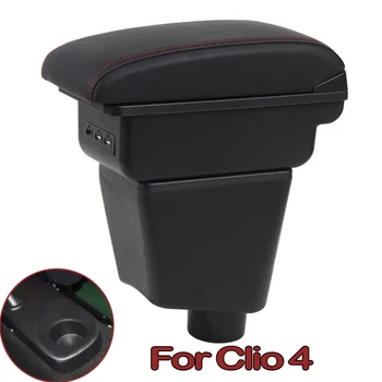 

For Clio 4 Armrest Box Central Store Content Box Leather Arm Rest ABS Storage Box Car-styling Inteiror Consoles