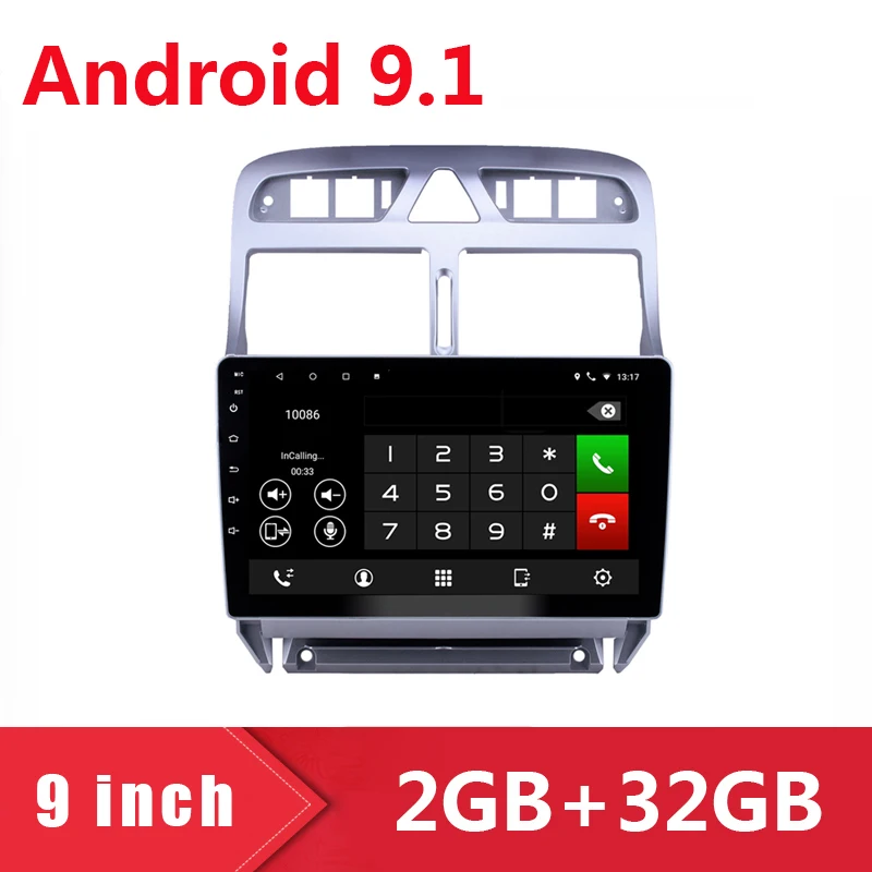 9 &quotAndroid 1 2 Din Автомобильный Радио мультимедийный видео плеер для Peugeot 307 307CC 307SW