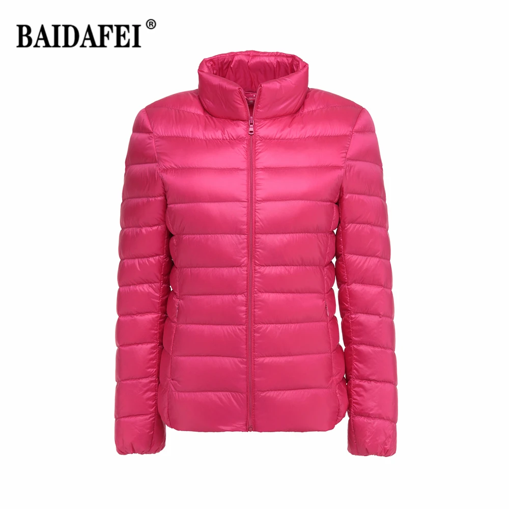 Women's Short Slim Fit Puffer Jacket 2023 New Spring Stand Collar Ultra Light Weight Portable Windproof White Duck Down Coat