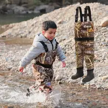 NEYGU Дети Водонепроницаемый и ветрозащитный wader костюм для водных видов спорта с регулируемым плечевым ремнем и резиновые противоскользящие ботинки От 3 до 11 лет