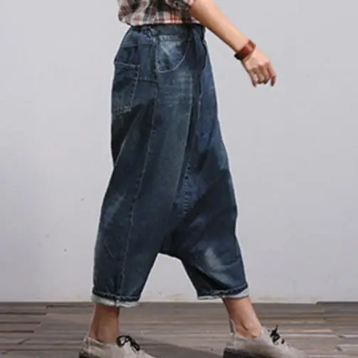 Офисные хлопковые джинсовые Плотные шаровары Chino, брюки-шаровары с пуговицами, свободные винтажные женские летние штаны-шаровары, Pantalon Palazzo X170