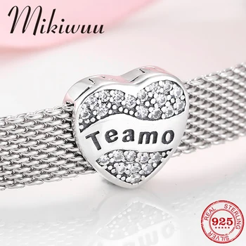 

925 Sterling Silver Full of love gift Teamo Heart Clip Beads Fit Reflection Bracelet For Women Jewelry Making
