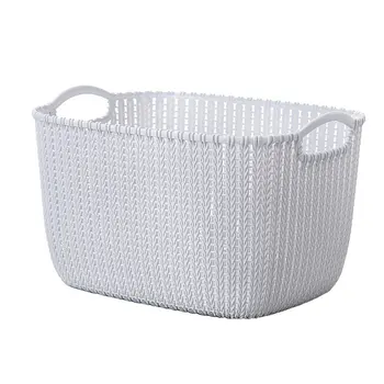 

Plastic Weaving Rattan Basket Multifunctional Bathroom Shower Storage Basket Debris Storage Organizer With Handle