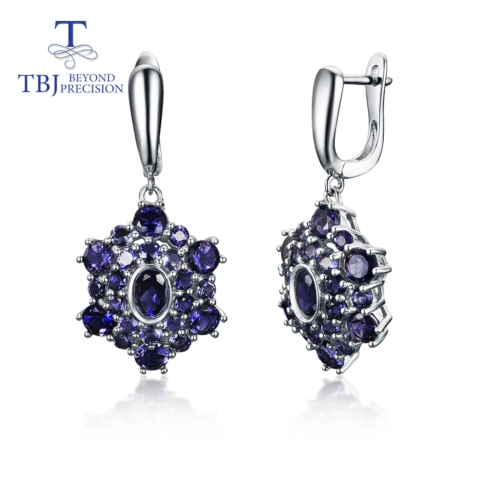 Iolite earrings Серьги с застежкой из иолита, натуральный драгоценный камень, хорошее ювелирное изделие, серебро 925 пробы, модный дизайн для женщин, свадебный подарок, акция tbj - Цвет камня: Iolite earrings