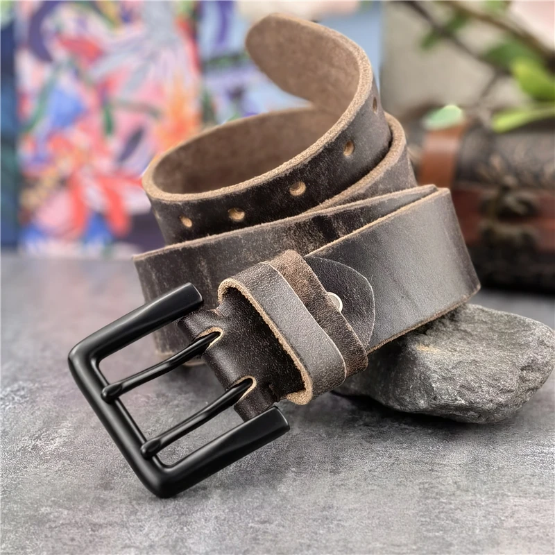 Super Wide 4.2CM Luxury Thick Genuine Leather Men Belt Double Buckle ...