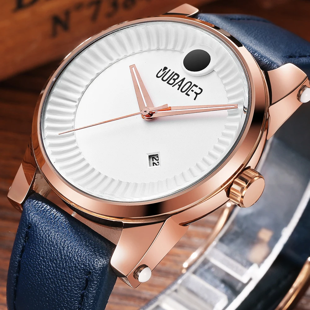

OUBAOER Mens Chronograph Watches Leather Strap Waterproof Male Wristwatch Scratch Resistant Business Fashion Quartz Watch 2023