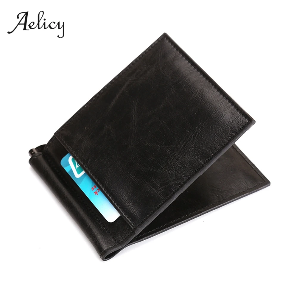 

Aelicy Men Bifold Business Leather Wallet Luxury Brand Famous ID Credit Card Visiting Cards Wallet Magic Money Clips 2019 Hot