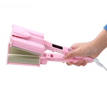 

Ceramic Three Tubes Hair Curlers Digital Display Big Wave Hair Waver Curling Quick Heat Hair Style Tool