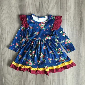 

children girls fall/winter skirt girls floral dress girls blue dress