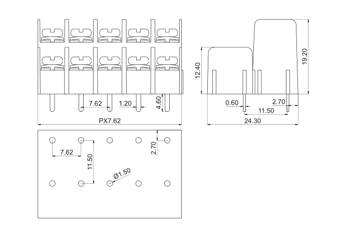KF7.62HL 7,62 2P~ 12P Двухрядный PCB разъем барьер клеммный блок 7,62 мм 2PIN~ 12PIN 20A/300V Феникс контакт DEGSON