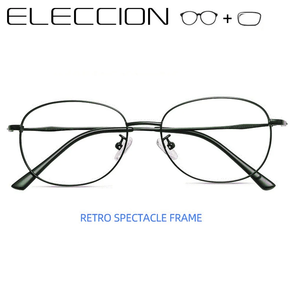 

Prescription Glasses Frame Woman Men 2020 B Titanium Round Retro Myopia Optical Frames Metal Clear lens Black Eyeglasses