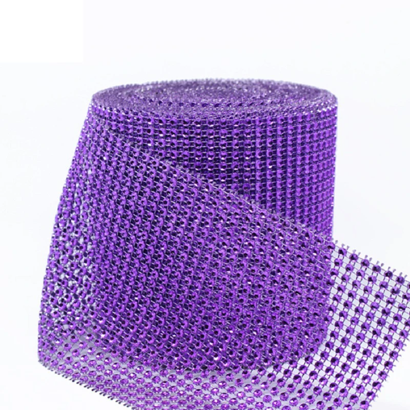 Purple 1 ярд 24 ряда Стразы сетка лента рулон алмазное украшение для свадебного банкета композиция DIY свадебный букет аксессуары ремесла - Цвет: Purple
