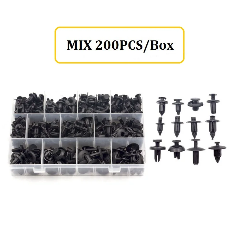 200 Teile/schachtel Auto Fastener Snap Retainer Kit Stoßstange Tür Trim Panel Niet Feste für Toyota Auto Kunststoff Clip