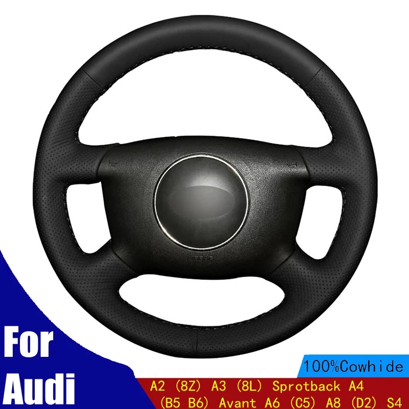 Чехол рулевого колеса автомобиля натуральная кожа для Audi A2 (8Z) A3 (8L) Sprotback A4 (B5 B6) Avant
