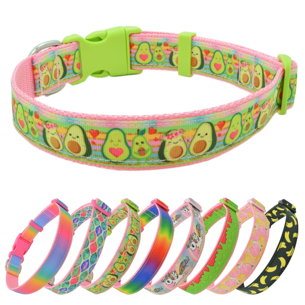 DWOOFG ошейник для собак летний Радужный милый домашних питомцев с авокадо бананом