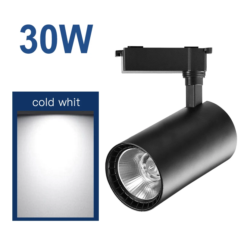 30W Cold White Новые светодиодные трековые светильники 12 Вт, 20 Вт, 30 Вт, 40 Вт, 220 В, трековые лампы, освещение, алюминиевые потолочные рельсовые Прожекторы для магазина одежды, дома, 3 цвета - Испускаемый цвет: 30W Cold White