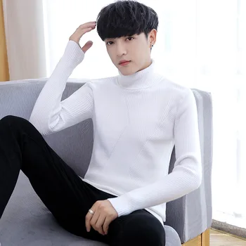 

Men Sweater Winter White Black Grey Navy Blue Wine Red Long Sleeve Turtleneck Pullovers Casual Solid New Fashion Men Sweaters