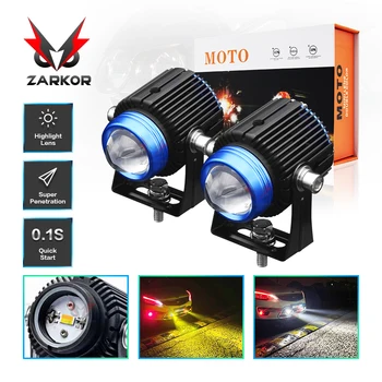 

Zarkor double color Automotive led laser small steel gun lens fog lamp built-in waterproof motorcycle headlight spotlight