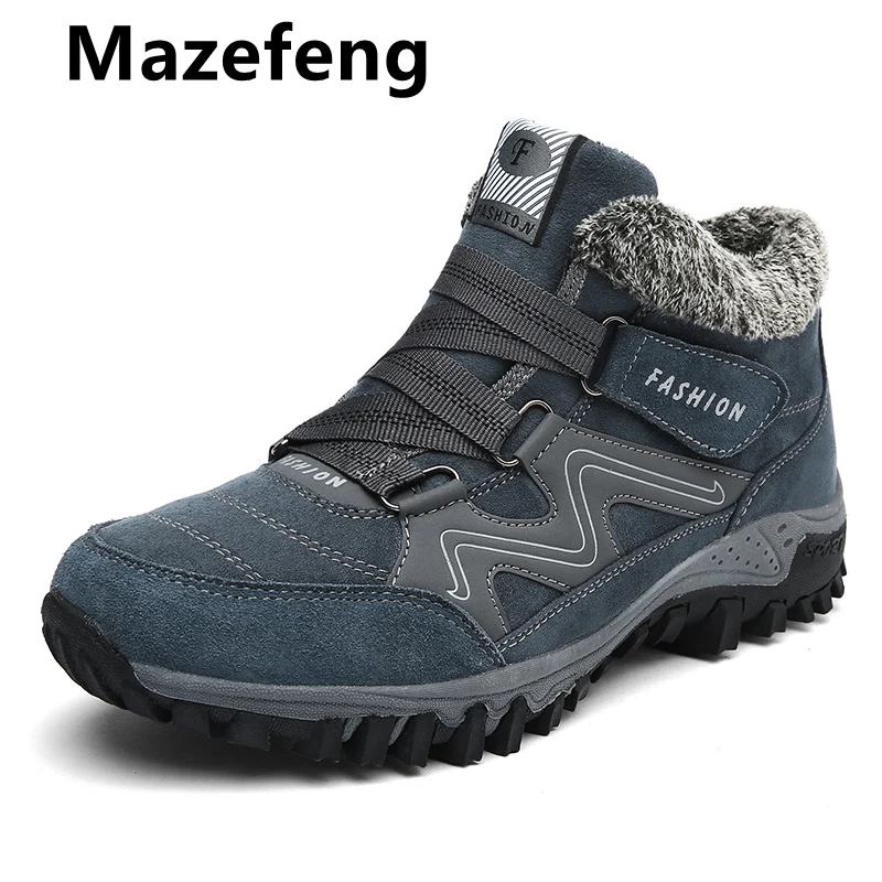 

Mazefeng Winter Shoes Men Snow Boots Anti-skidding Large Size Men Boots Warm Plush Winter Boots Men Work Shoes Plus Size 35-46