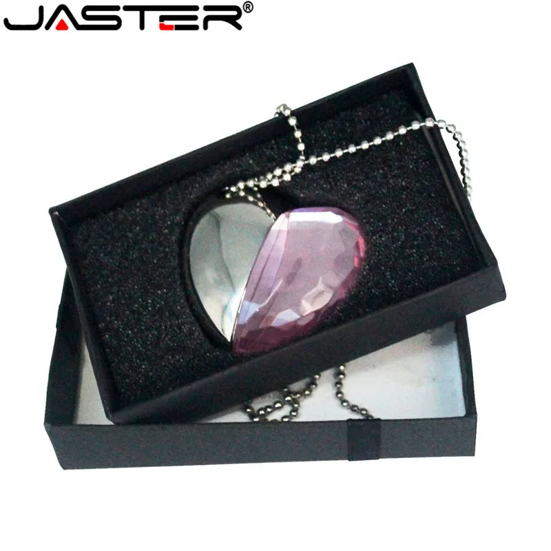 JASTER USB 2,0 Алмазный кристалл сердце любовь с подарочной коробкой USB флеш-накопитель Флешка 4 ГБ~ 64 Гб карта памяти Флешка логотип клиента