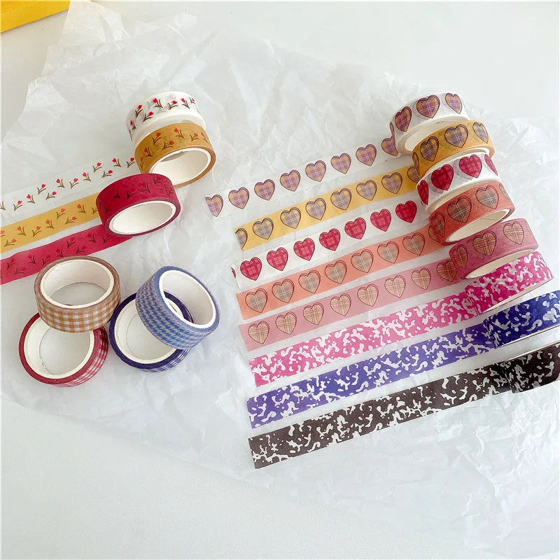 Cinta Washi de celosía de tulipán de 25 estilos, pegatinas de sellado de tarjetas de notas, cintas decorativas creativas Diy, cinta adhesiva bonita de papelería