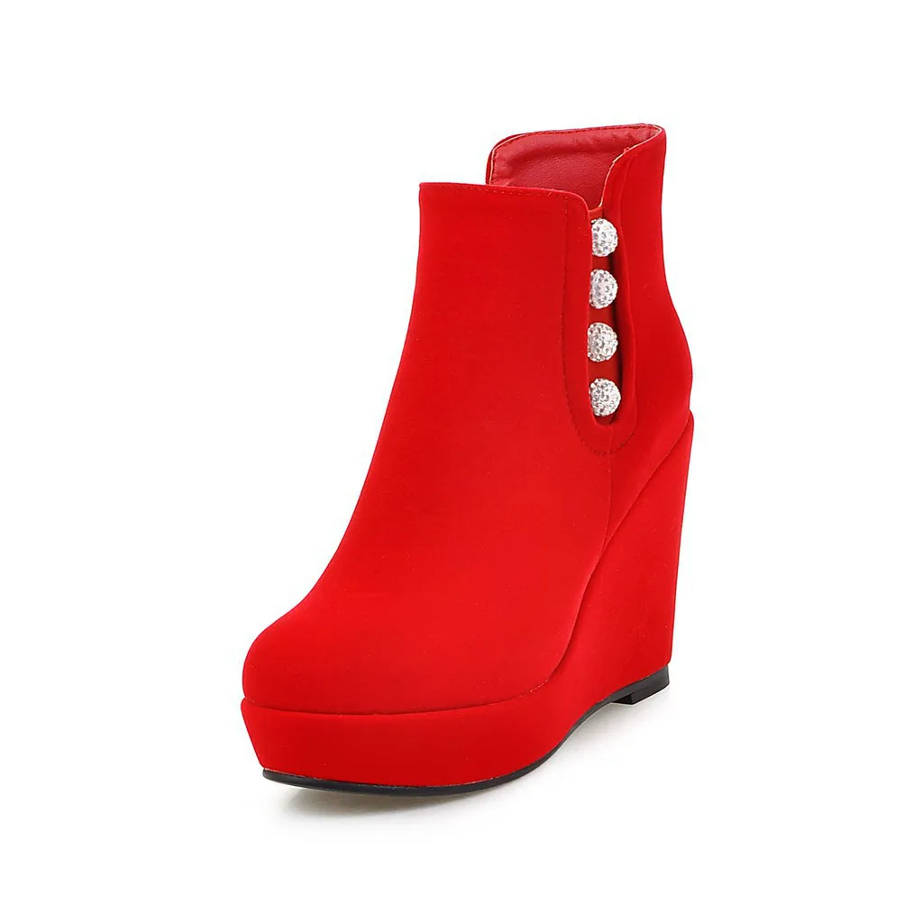 

MFYB Women's boots 2019 winter new fashion ultra-high heel wedge women's shoes waterproof platform suede low boots tide