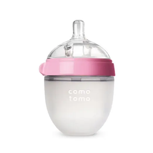 Pink 150ML Силиконовая детская бутылка детское молоко силиконовая насадка на бутылочку для кормления(ложка Бонусная) бутылка Детская Бутылочка для соски - Цвет: Pink 150ML