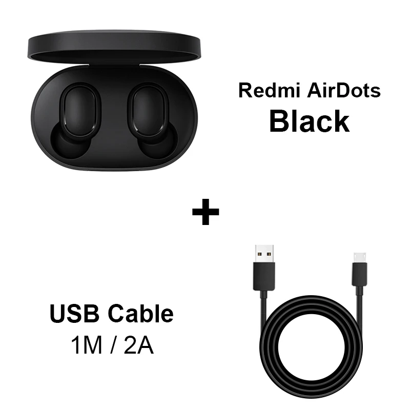 Xiaomi Redmi Airdots TWS Bluetooth наушники стерео басы BT 5,0 Eeadphones с микрофоном Handsfree Наушники управление AI - Цвет: Add USB Cable