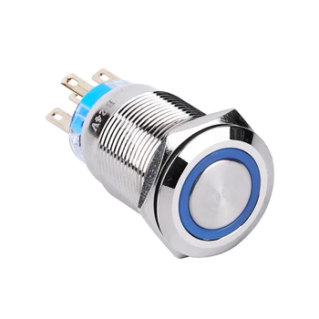 

19mm LED Illuminated Momentary Latching Push Button Switch Waterproof IP65 5 pin 1NO1NC Power Switch