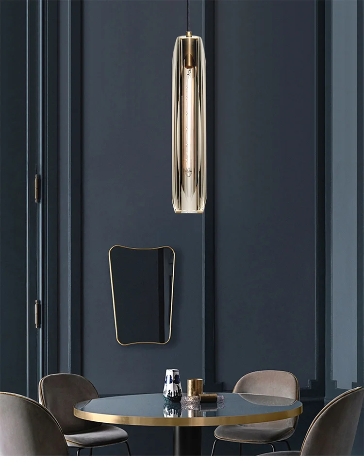 Postmodern all-copper light luxury crystal pendant light single head pendant lamp
