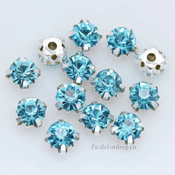 36p 8 мм цвет шить на кристалл стеклянные стразы серебро коготь Montees с 4 отверстиями камень для пришивания пряжкой дырочкой для создания украшений, ремесло, одежда - Цвет: blue lake